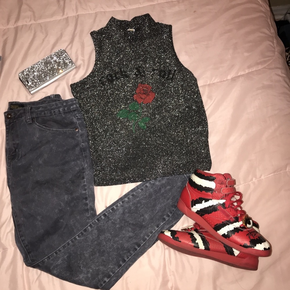Mock Neck Glitter Shirt